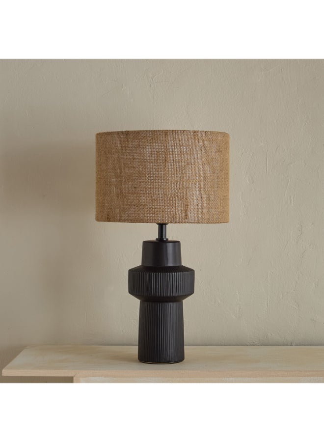 Home Box Emzie Table Lamp - Black with Linen Shade - Image 1